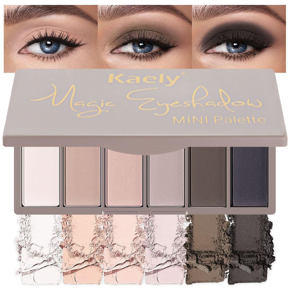 6 Color Mini Nude Eyeshadow Palette Makeup, Highly Pigmented Eye Shadow Palette Waterproof, Natural Matte Eye Shadow Palette, paleta de sombras de ojos, Vegan & Cruelty-free
