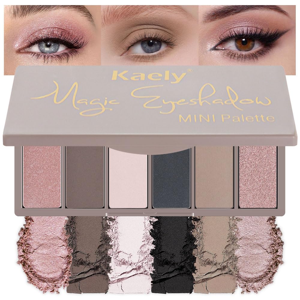 6 Color Mini Nude Eyeshadow Palette Makeup, Highly Pigmented Eye Shadow Palette Waterproof, Natural Matte Eye Shadow Palette, paleta de sombras de ojos, Vegan & Cruelty-free