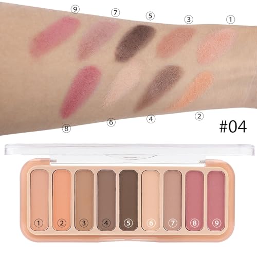 9 Colors Nude Brown Dark Pink Matte Eyeshadow Makeup Palette Neutral Nude Eye Shadow Naturing-Looking Long Lasting Waterproof