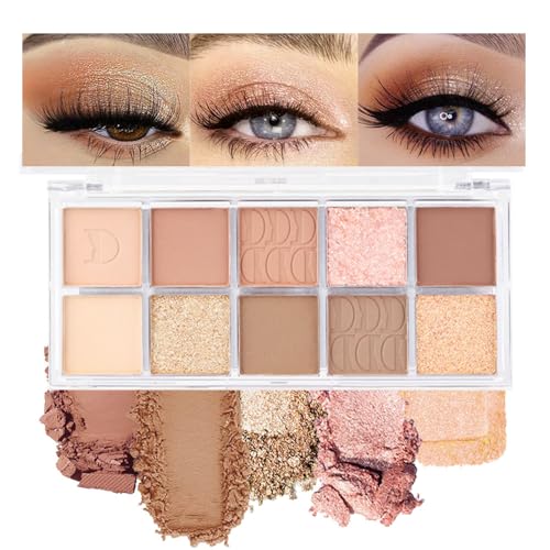 10Colors Pink Gold Brown Colorful Eyeshadow Palette Makeup,Natural Neutral Highly Pigmented Eye Shadow,Naturing-Looking Long Lasting Waterpr