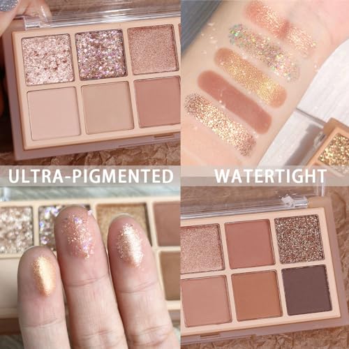 10Colors Rose Gold Brown Colorful Eyeshadow Palette Makeup,Natural Neutral Highly Pigmented Eye Shadow,Naturing-Looking Long Lasting Waterpr