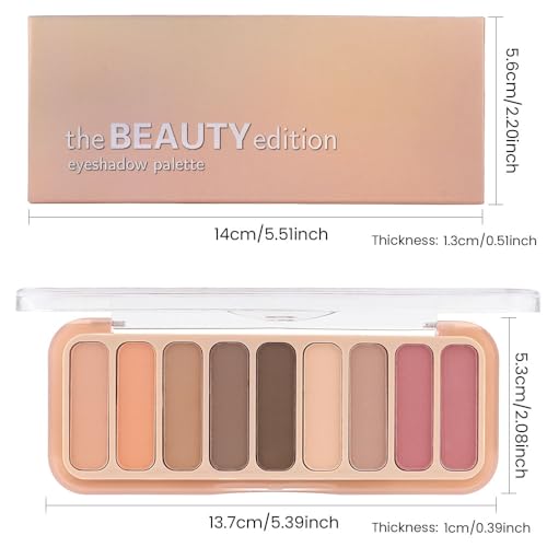 9 Colors Nude Brown Dark Pink Matte Eyeshadow Makeup Palette Neutral Nude Eye Shadow Naturing-Looking Long Lasting Waterproof