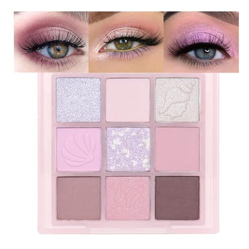 9Colors Purple Smokey Eye Shadow Palette Makeup,Highly Pigmented Eyeshadow Palette Dark Black Purple,Lavender Mauve Dark Purple Eyeshadow Lo