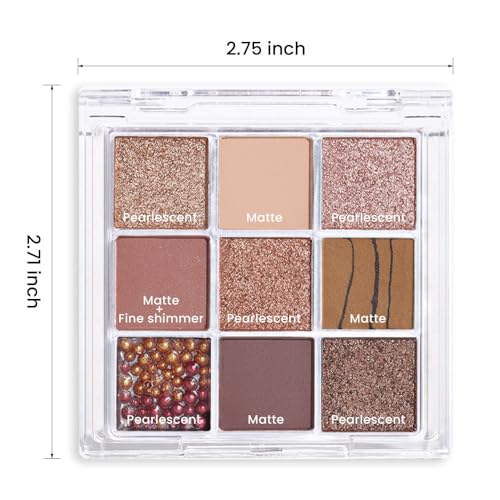 9Colors Pink Rose Gold Brown Warm Colorful Eyeshadow Palette Makeup,Korean Natural Neutral Eyeshadow palettes Highly Pigmented Naturing-Look