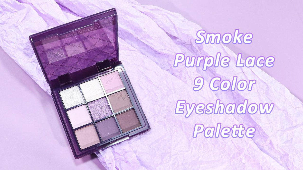 9Colors Purple Smokey Eye Shadow Palette Makeup,Highly Pigmented Eyeshadow Palette Dark Black Purple,Lavender Mauve Dark Purple Eyeshadow Lo
