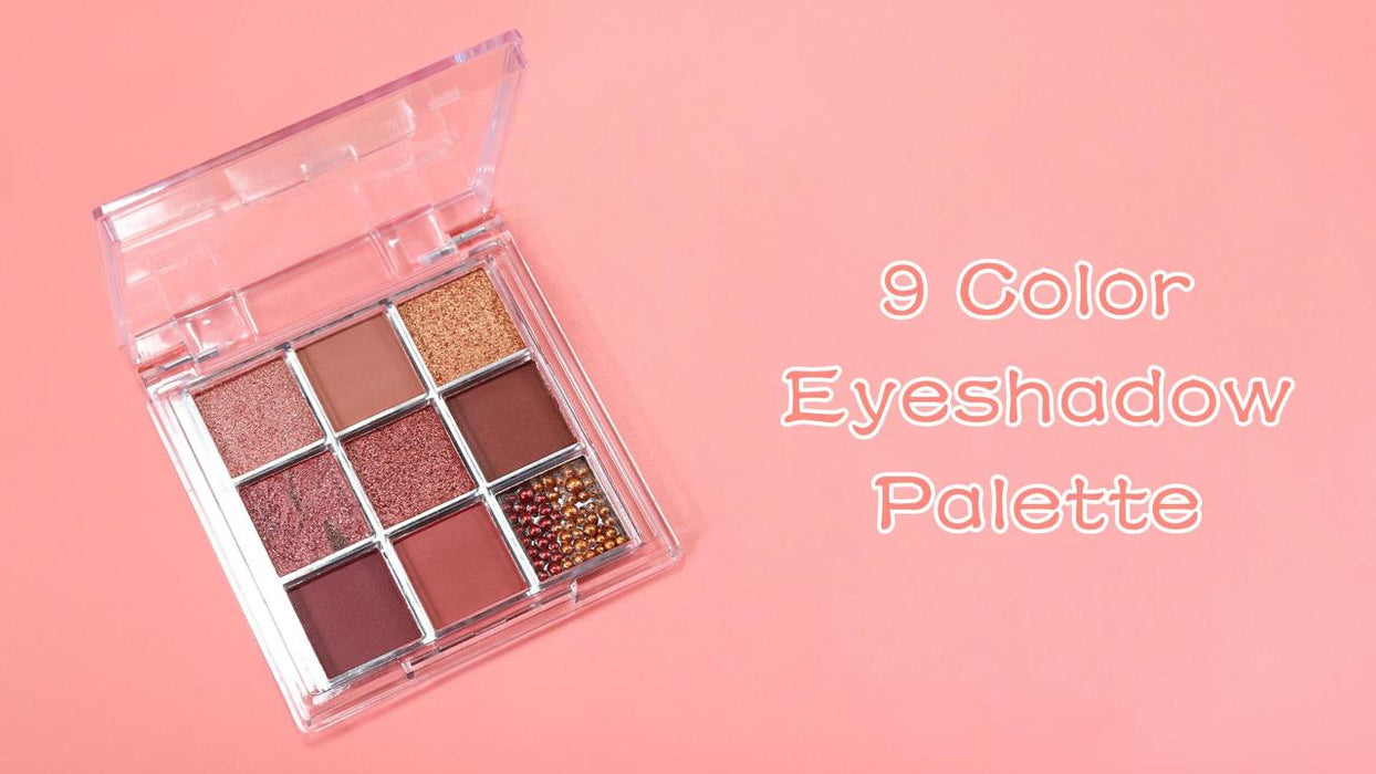 9Colors Pink Brown Violet Sparkly Eyeshadow Makeup Palette,Korean Natural Hypoallergenic Glitter Eyeshadow Palette,Highly Pigmented