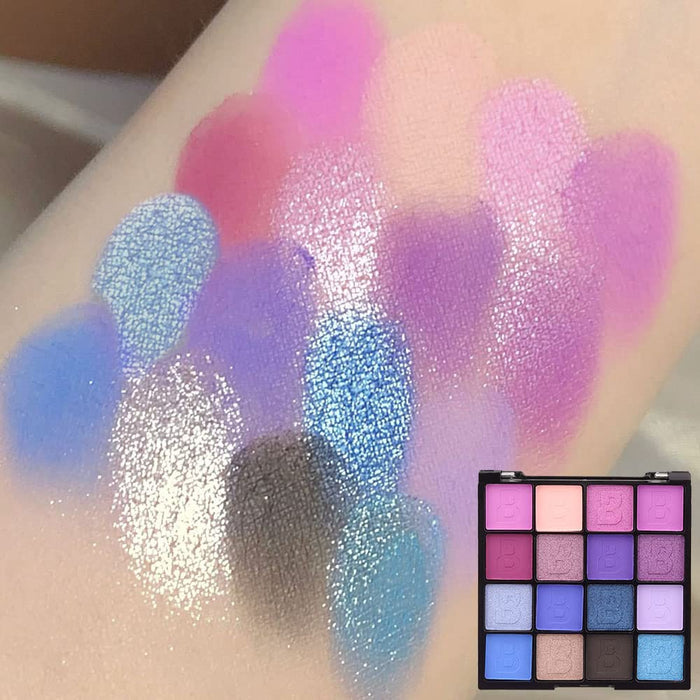 evpct 16 Colors Glitter Shimmer Matte Light Navy Blue Purple Pink Eyeshadow Makeup Palette Pallet Waterproof Highly Pigmented Smokey Pressed Sparkly Shiny Eye Shadow paletas de sombras para de ojos