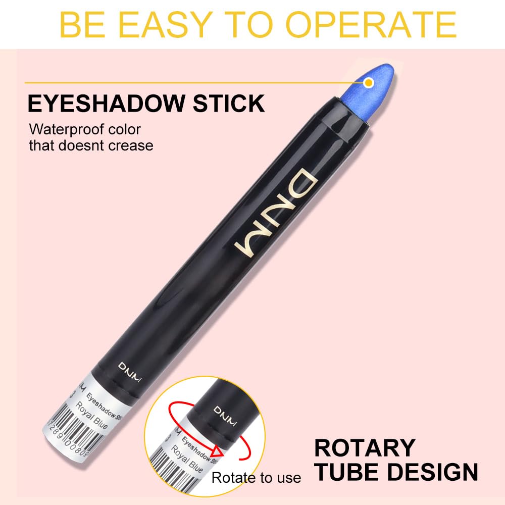 8Pcs Cream Eyeshadow Stick Set for Eyes,Pearl White Black Gray Khaki Royal Blue Vioiet Purple Silver,Eye Brightener Shimmer Makeup Pen,Waterproof Eye Shadow Crayon Pencil,sombras para ojos
