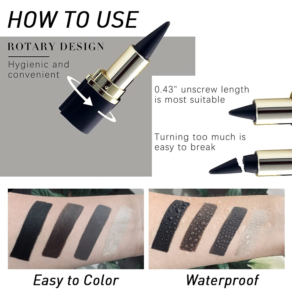 4Pcs Black Brown Silver Gray Gel Eyeliner Pencils Set,Waterproof Eye Liner Pen,Cat Eye Stencil Cat Face Makeup Kit,Eye Black Eyeshadow Palette Stick,Gothic Halloween Makeup,delineador de ojos