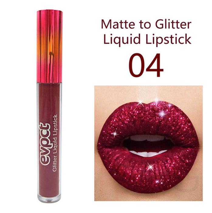 evpct 6Pcs Matte to Glitter Liquid Lipstick Long Lasting Lips Set Kit
