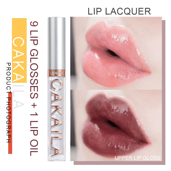 9Pcs Matte Liquid Lipstick+1Pcs Clear Lip Plumper Gloss Makeup Set