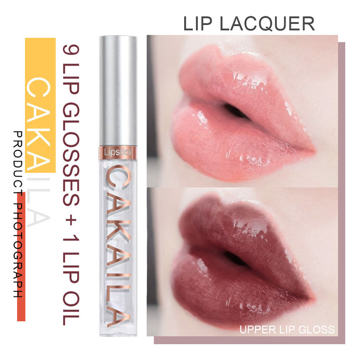 9Pcs Matte Liquid Lipstick+1Pcs Clear Lip Plumper Gloss Makeup Set Kit, Long Lasting Waterproof Moisturizing Velvet High Pigmented Lipstick Lip Stain Glaze Makeup Gift Sets for Girls Women colors 01