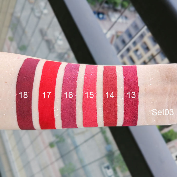 6Pcs Matte Liquid Lipstick Set Velvety Long Lasting High Pigmented Nude Waterproof Lipgloss Kit Girls Women Make Up Gift Set(Color-01)