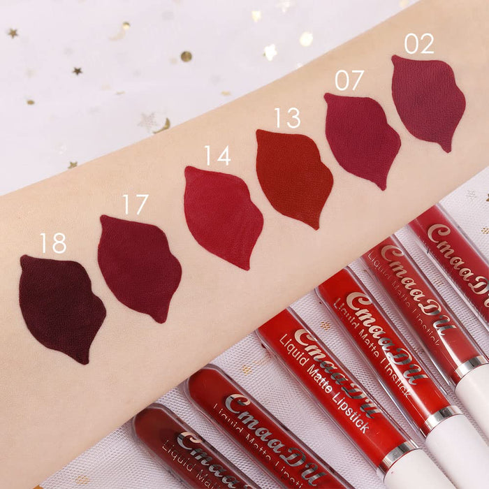CmaaDu 6Pcs Matte Liquid Lipstick Set labiales mate 24 horas originales matte larga duracion 24, Deep Dark Red Stay on Matte Lipstick Long Lasting 24 and Waterproof Permanent Lipsticks 24 Hours A-07