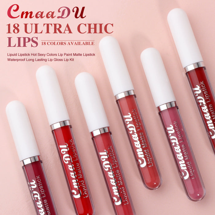 6Pcs Matte Liquid Lipstick Set Lip Stain Makeup,CmaaDu 24 Hour Long Lasting Waterproof Dark Red Matte Matt Lipsticks Lip Gloss Sets for Women Matt Liquid Lippies labiales matte larga duracion 24 Set04