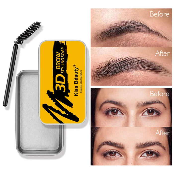 Soap Brows Kit,2Pcs/Set Eyebrow Freeze Styling Wax,Waterproof Long-lasting Eyebrows Enhancer Shaping Clear Tint Gel, Eye Brow Makeup Balm Pomade Cosmetics