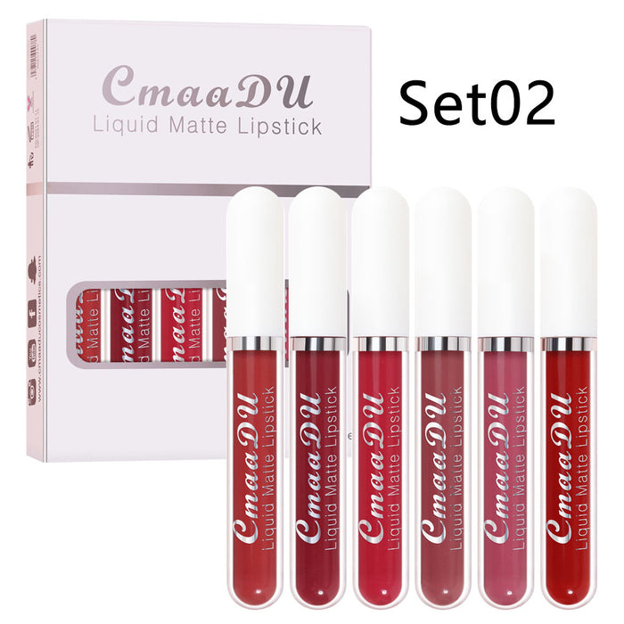 6Pcs Matte Liquid Lipstick Set Lip Stain Makeup,CmaaDu 24 Hour Long Lasting Waterproof Dark Red Matte Matt Lipsticks Lip Gloss Sets for Women Matt Liquid Lippies labiales matte larga duracion 24 Set02