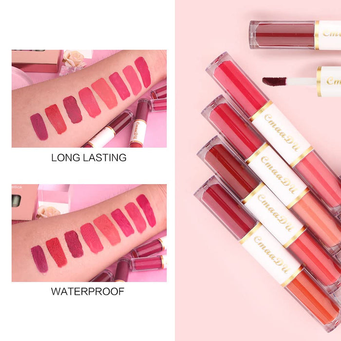evpct 8 Colors Liquid Matte Lipstick Set Lip Stick Stain Packs Matte for Dark Skin Women,Dark Red Mat Matt Long Lasting Original 24 Hour Matte lipstick lapiz labiales mate 24 horas originales mate 01