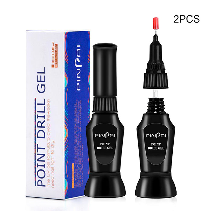 evpct 2Pcs 10ml Nail Rhinestone Glue Point Drill Gel,Needle Brush Dual Purpose,Adhesive Resin Crystal Polish Decor,Nail Glue Pen Resin Polishing Agent, Adhesive Decoration Gem Crystal Diamond Jewelry