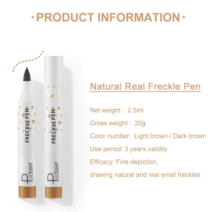 Natural Freckle Pen - 2Pcs for Different Color, Light Brown & Dark Brown, Long Lasting Waterproof Neutral Lightweight Freckle Makeup Tool