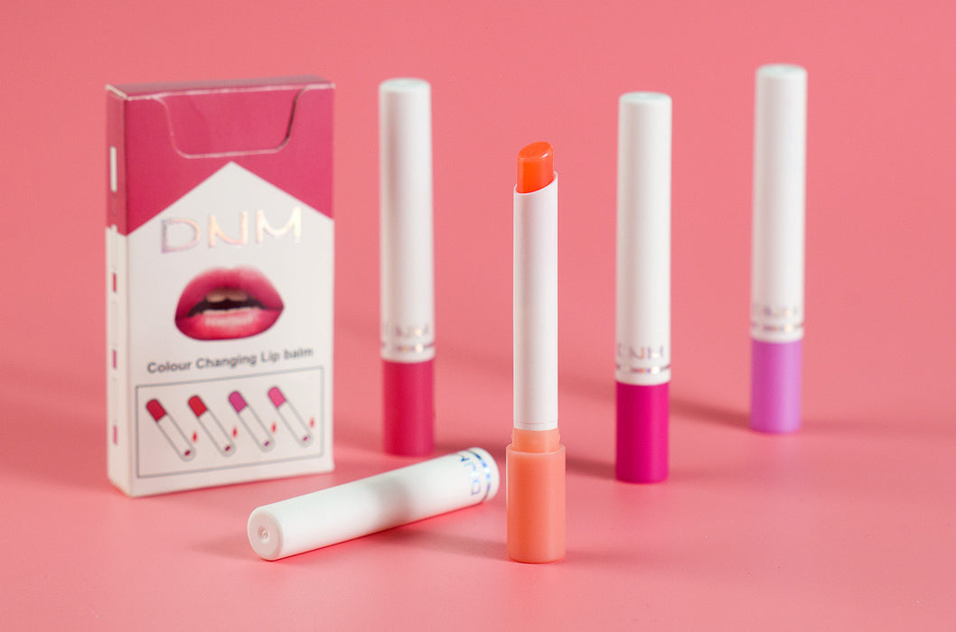 4 Pack Mini Cigarette Color Changing Change Lipstick Sets PH Lip Balm Kit,DNM Litte Smoke Tube Red Lipstick Moisturizing Lip Stain Long Lasting Waterproof for Women labiales matte larga (A-Set05)