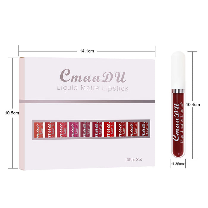 evpct 10Pcs Peony Flower Waterproof Liquid Matte Matt Lipsticks Set Matt Liquid,Dark Red 24 Hour Long Lasting Matte Lipstick Lip Stain Gloss Makeup Sets for Women labiales matte larga duracion 24 05