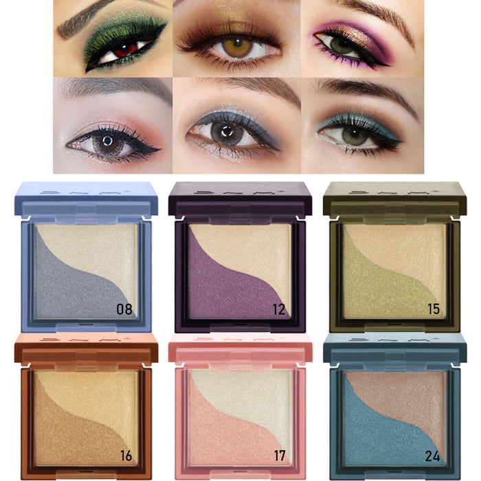 6 Pcs Double-Color Eyeshadow, 2 in 1 Color Lazy Eye Shadow Powder, Long Lasting Eyeshadow with Exquisite Pearly and Smooth Texture, Nude Eyeshadow Powder for Eye Makeup