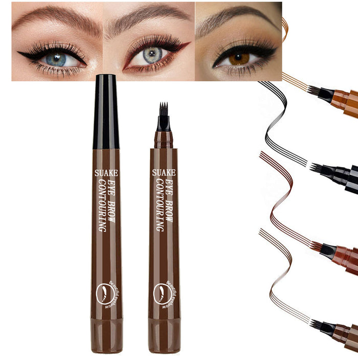 SUAKE 2PCS Eyebrow Tattoo Pen - Waterproof Liquid Microblading Eyebrow Tint Pencil - Micro-Fork Tip Applicator Easily Draw Natural Eye Brows Makeup