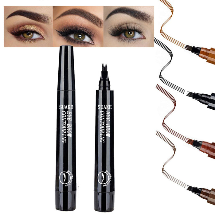 SUAKE 2PCS Eyebrow Tattoo Pen - Waterproof Liquid Microblading Eyebrow Tint Pencil - Micro-Fork Tip Applicator Easily Draw Natural Eye Brows Makeup