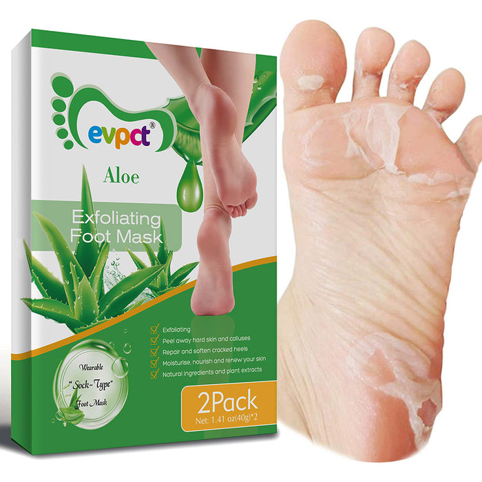 evpct Exfoliating Foot Peel Mask 2 Pack,Exfoliator Peel Off Calluses Dead Skin Callus Remover,Baby Soft Smooth Touch Feet-Men Women (Aloe-2Pack)
