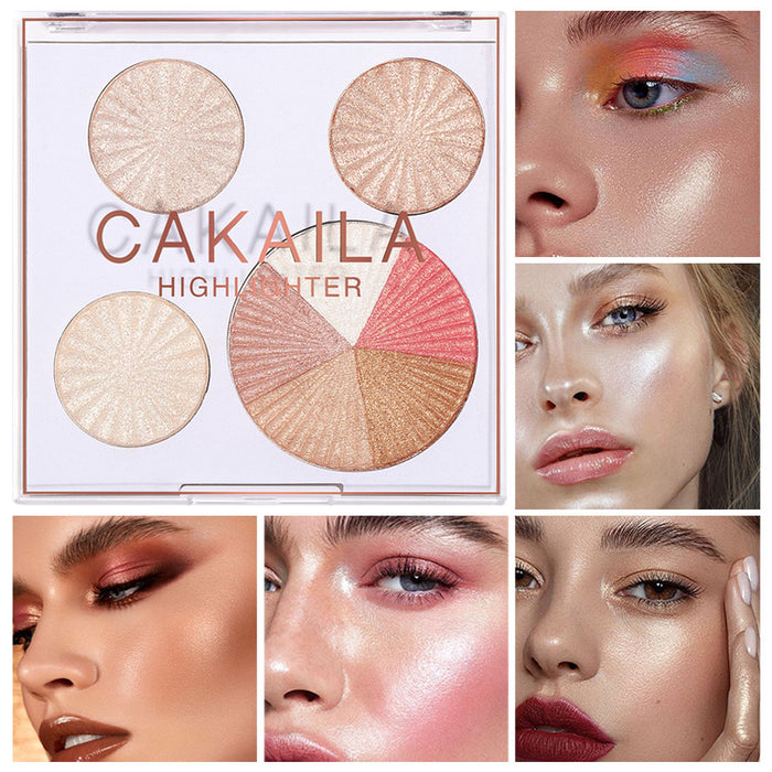 Shimmer Highlighter Highlight Makeup Contour Palette,CAKAILA 8 Colors Shimmer Blush and Makeup Highlighter Powder Bronzer Palette Highlighter+Makeup iluminadores Illuminator Make Up for Dark Skin