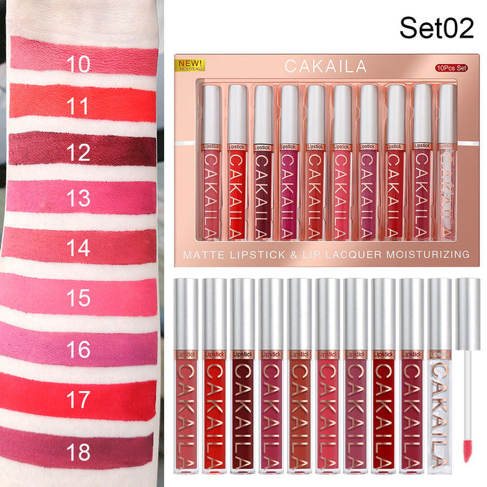 9Pcs Matte Liquid Lipstick+1Pcs Clear Lip Plumper Gloss Makeup Set Kit, Long Lasting Waterproof Moisturizing Velvet High Pigmented Lipstick Lip Stain Glaze Makeup Gift Sets for Girls Women colors 01