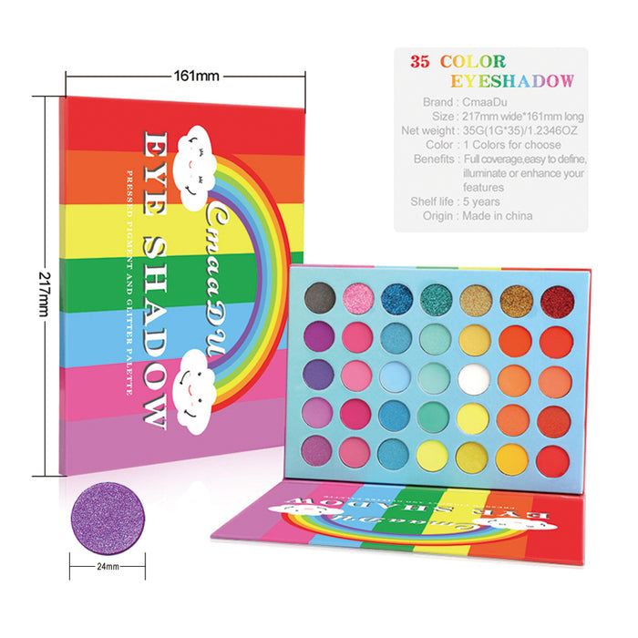 35 Rainbow Colors Eyeshadow Palette Matte and Glitter High Pigment Eye Shadow Power Brights Colorful Eye Cosmetic Makeup Pallet