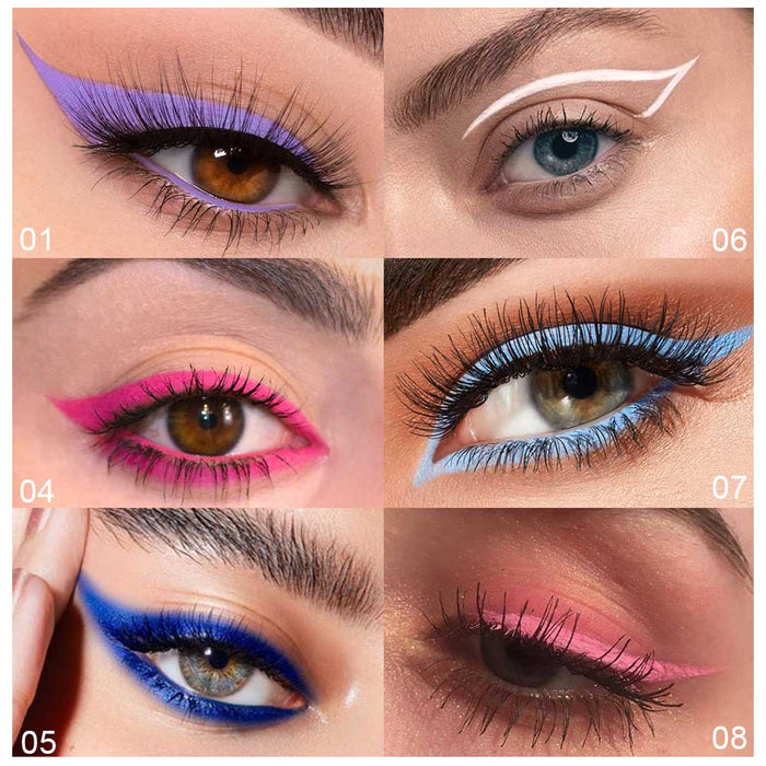evpct 8 Colors Matte Liquid Eyeliner Colorful Set,Black Blue White Green Red Pink Colored Liquid Eyeliner Pen Kit Eye Liners for Women Waterproof Smudgeproof Long Lasting Rainbow Eyeliner Pencils 01