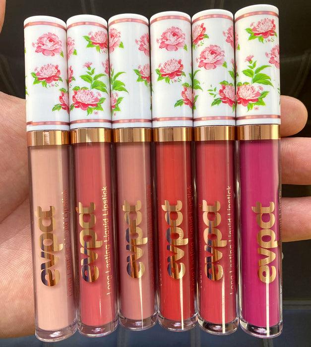 6Pcs Peony Flower Matte Liquid Lipstick Set Lip Stain Makeup,24 Hour Long Lasting Waterproof Dark Red Matte Matt Lipsticks Lip Gloss Sets for Women Matt Liquid labiales matte larga duracion 24 Set01