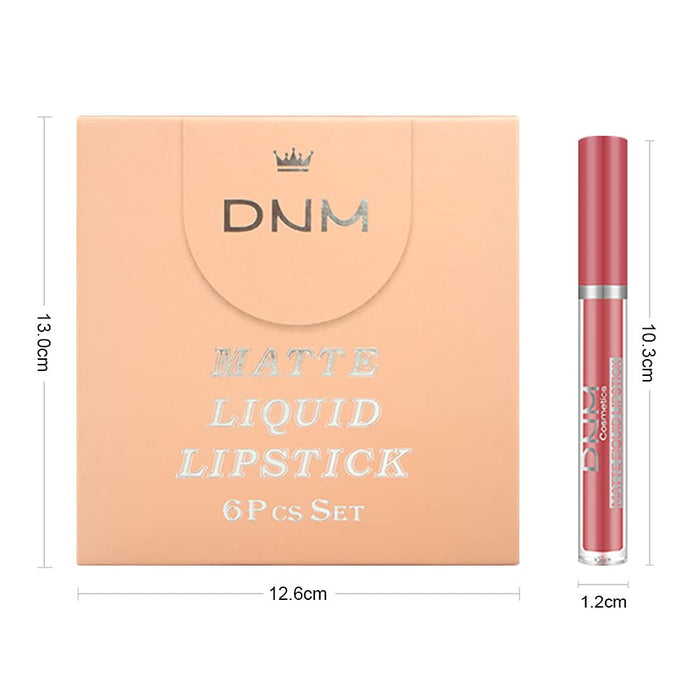 6Pcs Matte Liquid Lipstick Set Lip Stain Makeup Kit, 24 Hour Long Lasting Waterproof Dark Red Stay on Matte Matt Lipsticks Lip Sets for Women Matt Liquid Lippies labiales matte larga duracion 24 C-01