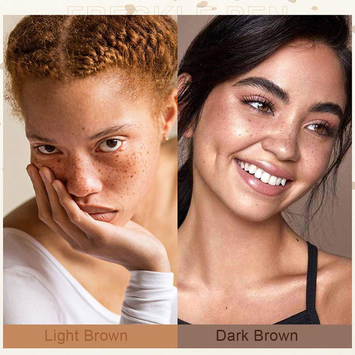 2Pcs Natural Fake Freckles Phreckles Pen Kit Set, evpct Light Brown & Dark Brown Faux Freckles Pen Pencil Makeup Set Long Lasting Waterproof Neutral Lightweight Freckle Tattoo Maker Tool