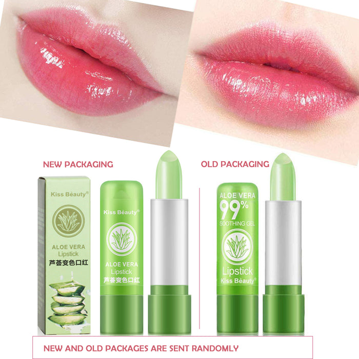 2 Pcs Aloe Vera Color Changing Lipstick,Long Lasting Lip Care Nutritious Plumper Lip Balm Moisturizer Magic Temperature Color Change Lip Gloss Matte Makeup(3 Pcs)