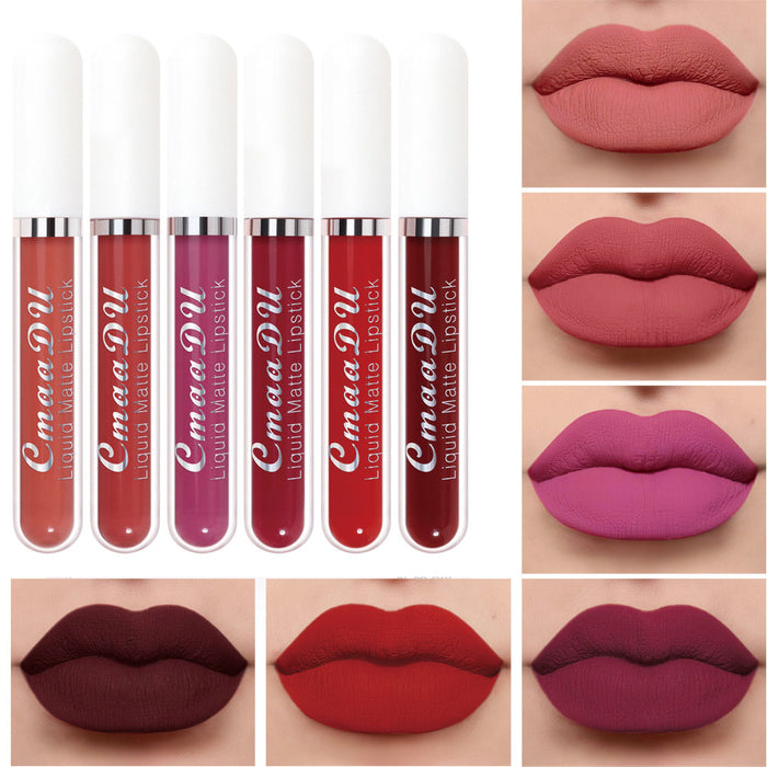 6Pcs Matte Liquid Lipstick Set Lip Stain Makeup,CmaaDu 24 Hour Long Lasting Waterproof Dark Red Matte Matt Lipsticks Lip Gloss Sets for Women Matt Liquid Lippies labiales matte larga duracion 24 Set03