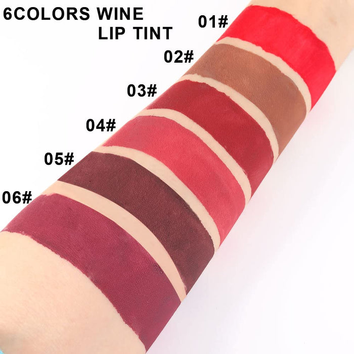 evpct 6Pcs Wine Bottle Lip Tint Matte Lipstick Sets labiales mate 24 horas originales labiales en forma de vino,Red Matte Liquid Lipstick Pack Lip Gloss Stain Set for Women long lasting smudge proof