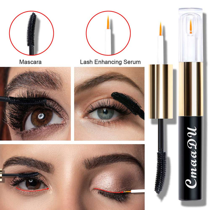 2pcs 5D Fiber Double Head Mascara & Eyelash growth, Best for Thickening and Lengthening, Waterproof Smudge-Proof Hypoallergenic and Longer Lashes New Silicone Bush Head