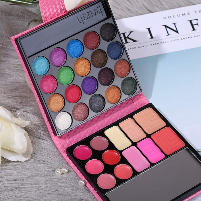 All in One Makeup Kit - 20 Eyeshadow, 6 Lip Glosses, 3 Blushers, 2 Powder, 1 Concealer, 1 Mirror, 1 Brush, Make Up Gift Set for Teen Girls, Beginners And Pros,blush makeup palette