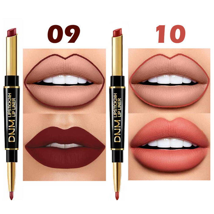 6Pcs Matte Lipstick & Lip Liner 2 in 1 Set, Waterproof Long Lasting Dark Red Mat Lipstick Gift Set with Matching Lipliner Pens