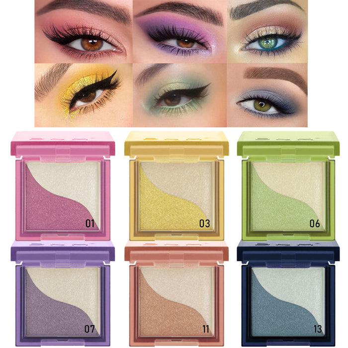 6 Pcs Double-Color Eyeshadow, 2 in 1 Color Lazy Eye Shadow Powder, Long Lasting Eyeshadow with Exquisite Pearly and Smooth Texture, Nude Eyeshadow Powder for Eye Makeup