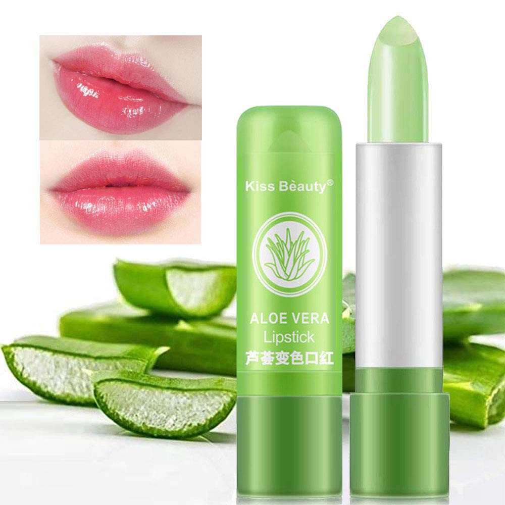 2 Pcs Aloe Vera Color Changing Lipstick,Long Lasting Lip Care Nutritious Plumper Lip Balm Moisturizer Magic Temperature Color Change Lip Gloss Matte Makeup(3 Pcs)