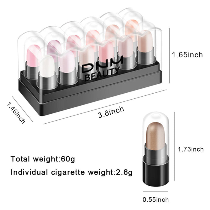 12 Colors Glitter Gradient Eyeshadow Eye shadow Stick Pen Makeup Set, DNM Waterproof Shimmer Pink Eyeshadow Sticks Smoky Makeup Cosmetic (Bright color)
