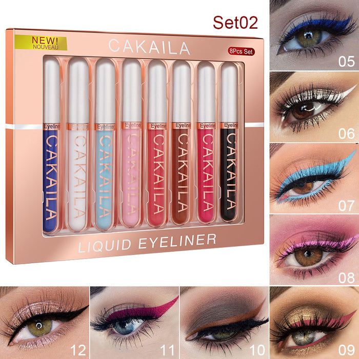 8 Colors Liquid Glitter Eyeliner Set Colorful White Silver Red Brown — evpct