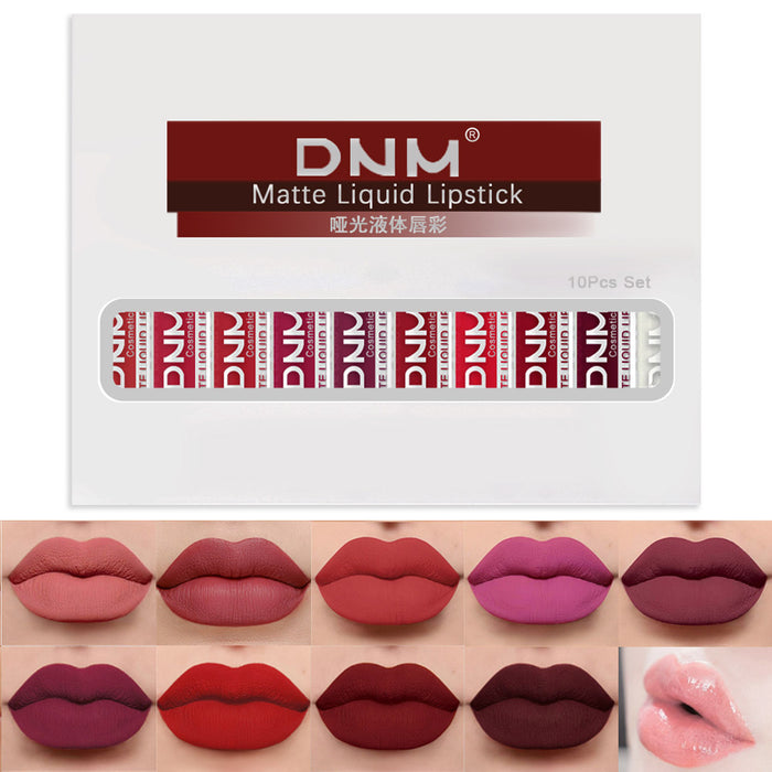 9Pcs Matte Liquid Lipstick + 1Pcs Clear Lip Plumping Plumper Gloss Makeup Set Kit, Long Lasting Waterproof Moisturizing Velvet High Pigmented Lipstick Lip Stain Glaze Makeup Gift Sets for Girls Women