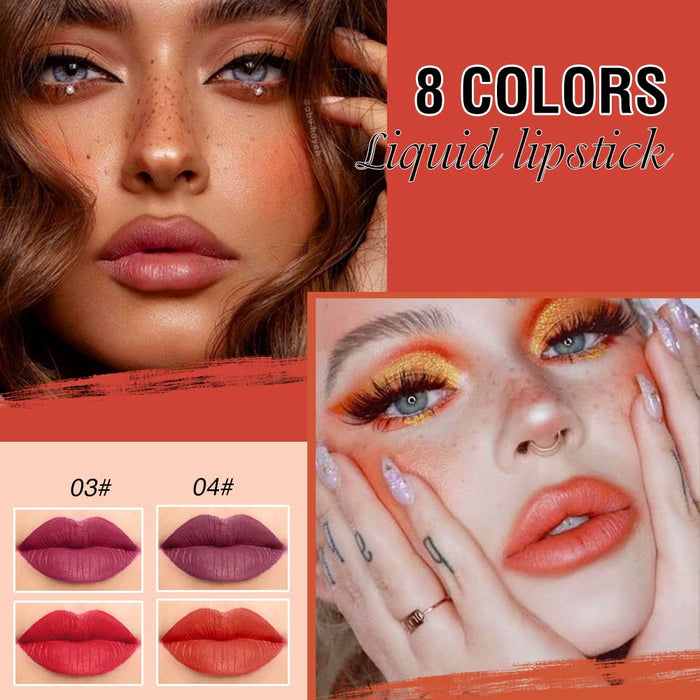 evpct 8 Colors Liquid Matte Lipstick Set Lip Stick Stain Packs Matte for Dark Skin Women,Dark Red Mat Matt Long Lasting Original 24 Hour Matte lipstick lapiz labiales mate 24 horas originales mate 01