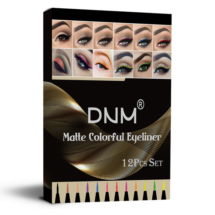 evpct 12Pcs Matte Waterproof Colored Colorful Rainbow Liquid Eyeliner Liner Color Pen Set,Bright Pink Red Purple Blue Black Liquid Eyeliner Colorful Pencil Set for Women delineador de ojos de colores